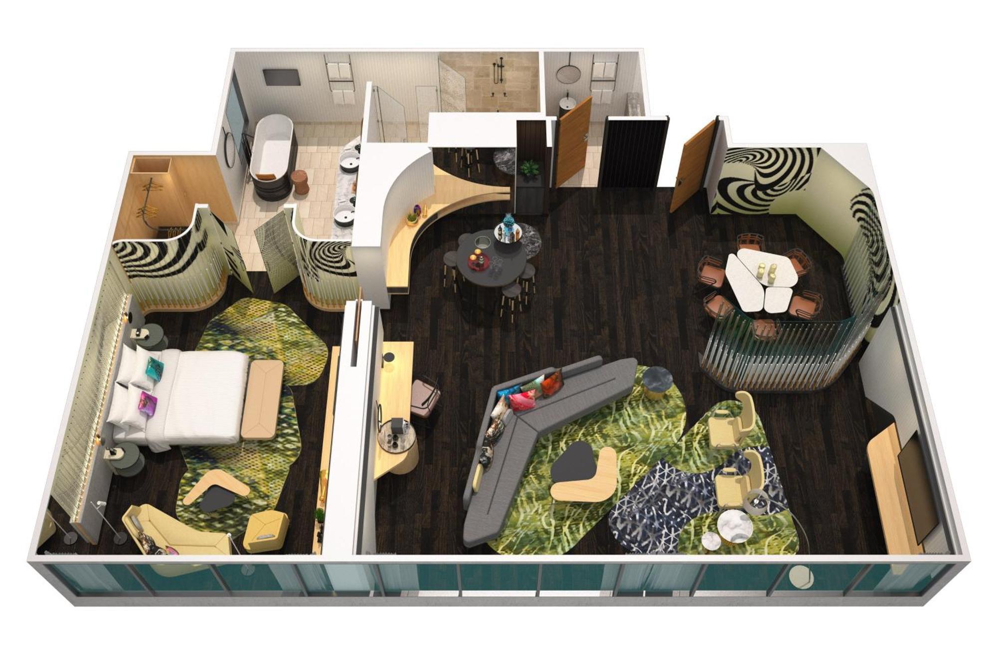 Hotel W Brisbane Exteriér fotografie 3D floor plan of a suite